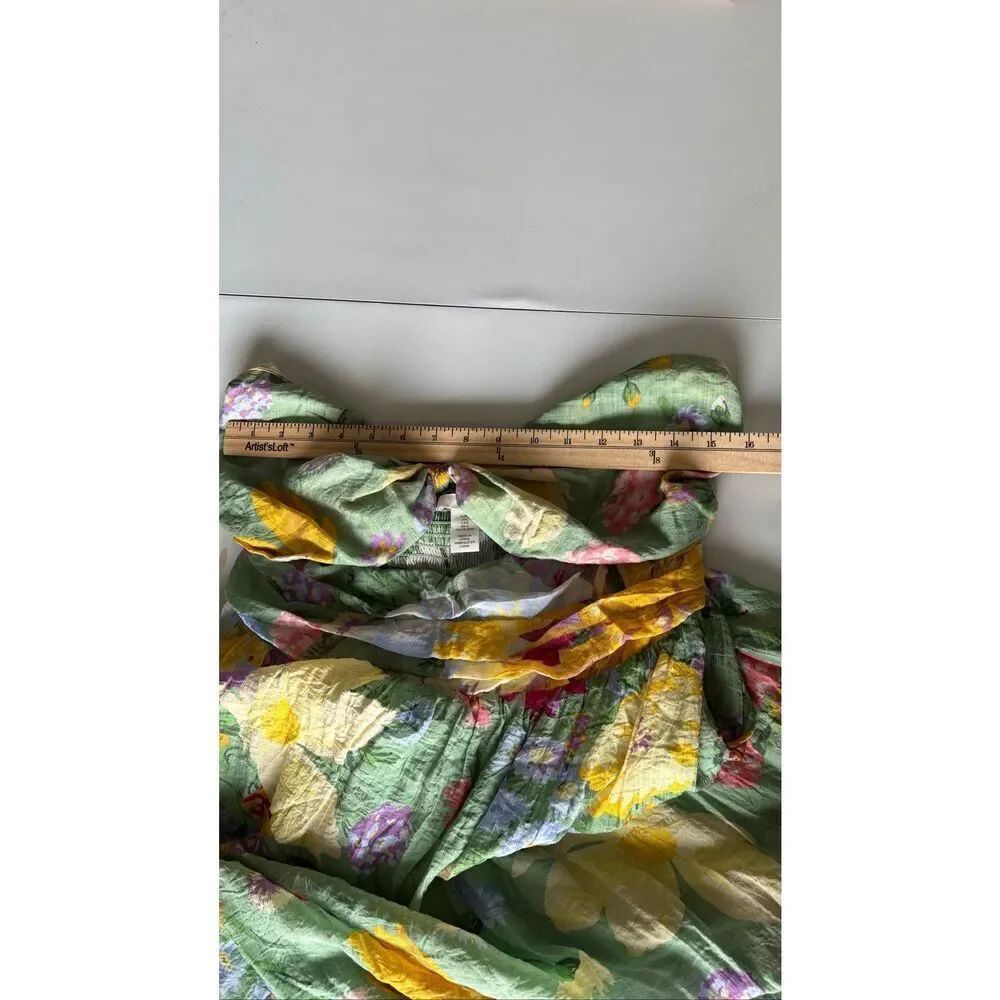 H&M Green Floral Halter Neck Midi Maxi Cut Out Summer Dress SIZE L Vacation Boho - Picture 9 of 11